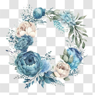 Watercolor Peony
 - Delicate Blue Floral Wreath Design Transparent PNG