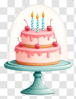 Birthday Cake - Pink Birthday Cake With Candles Transparent PNG