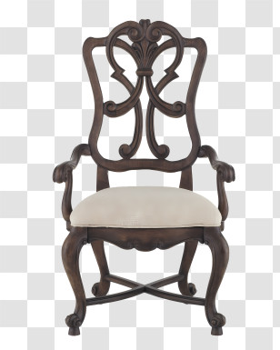 Chair - Antique Decorative Wooden Chair With Cushioned Seat Transparent PNG