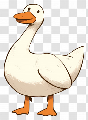 Cartoon Goose - Funny Cartoon Duck With Orange Bill Transparent PNG