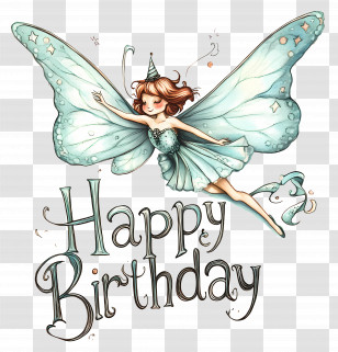 Happy Birthday - Birthday Fairy With Happy Birthday Message Transparent PNG