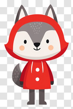 Cartoon Wolf - Cute Fox In Red Hood Transparent PNG