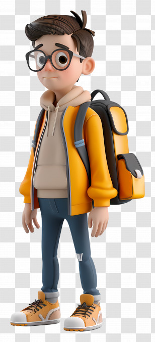 School Student - Cartoon Boy Wearing Backpack And Casual Attire Transparent PNG