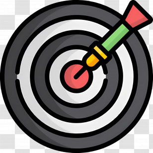 Dart Board - Dartboard Illustration With Arrow On Bullseye Transparent PNG