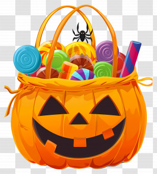 Halloween Basket - Pumpkin Candy Basket For Halloween Transparent PNG