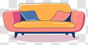 Modern Sofa - Modern Sofa With Colorful Cushions Transparent PNG