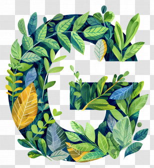 Letter G - Botanical Leafy G Illustration Transparent PNG
