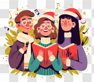 Go Caroling Day - Carolers In Christmas Attire Transparent PNG