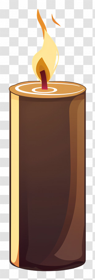 Candle With Fire - Brown Candle With Flickering Flame Transparent PNG