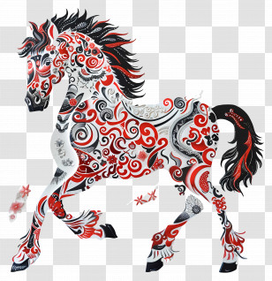 Chinese Zodiacs - Decorative Horse Design With Intricate Patterns Transparent PNG