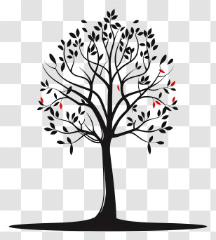 Arbor Day - Minimalistic Black Tree Silhouette Transparent PNG