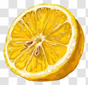 Lemon - Yellow Lemon Half With Seeds Transparent PNG