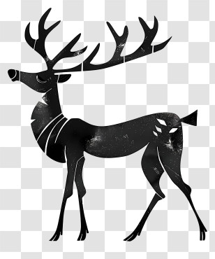 Reindeer - Black And White Deer Silhouette Art Transparent PNG