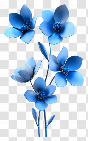 Blue Flowers With Stems - Blue Flowers With Stems Transparent PNG
