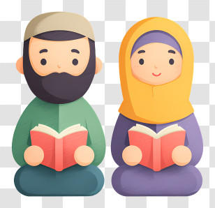Muslim Couple Reading Quran - Couple Reading Books Together Transparent PNG