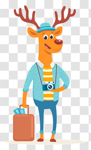 Reindeer Tourist - Stylish Deer Traveler Transparent PNG