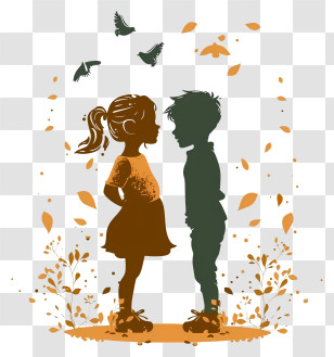 Children Silhouette - Artistic Silhouette Of Children Transparent PNG