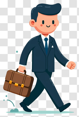 Businessman Holding Suitcase - Cartoon Businessman Walking With Briefcase Transparent PNG