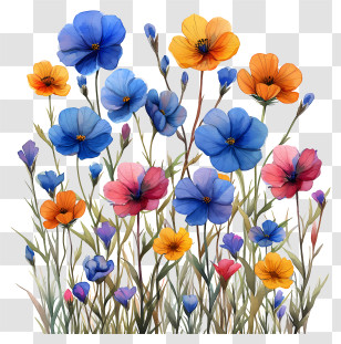 Floral Pattern Background - Colorful Floral Illustration With Vibrant Petals Transparent PNG