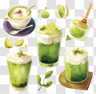 Matcha - Variety Of Green Tea Drinks Transparent PNG