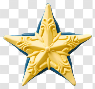 Yellow And Blue Star - Golden Ornamental Star Transparent PNG