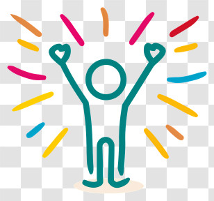 Employee Appreciation Day - Celebratory Stick Figure With Hearts And Colors Transparent PNG