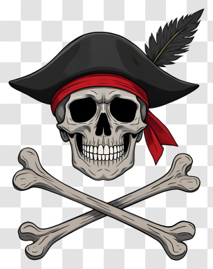 Pirate Skull And Crossbones - Pirate Skull With Crossbones And Hat Transparent PNG