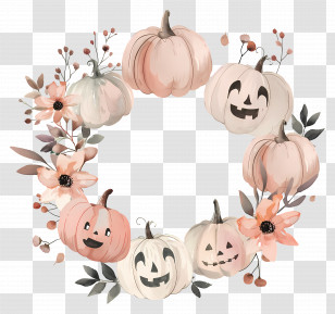 Halloween Wreath - Pumpkin Wreath For Halloween Transparent PNG