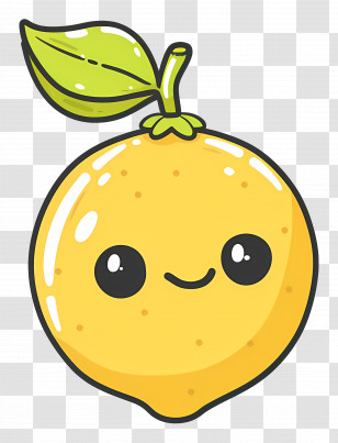 Lemon Kawaii - Cute Lemon Cartoon Illustration Transparent PNG