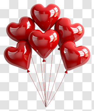 Heart Balloons - Red Heart Balloons For Love And Celebration Transparent PNG