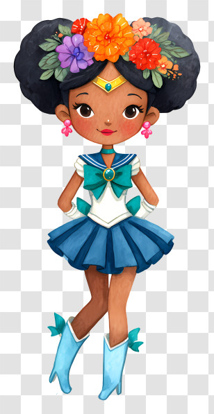 Sailor Moon Magical Girl - Sailor Girl With Flower Crown Transparent PNG