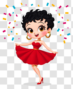 Betty Boop Dancing - Dancing Girl In Red Dress Transparent PNG