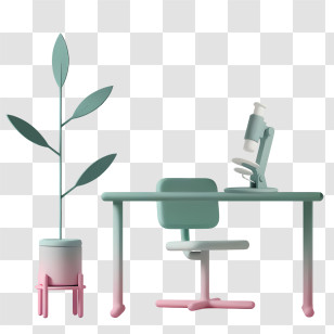 Background - Modern Office Desk With Chair And Microscope Transparent PNG