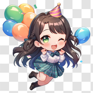 Chibi Birthday - Party Chibi Girl Transparent PNG