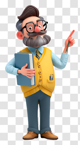 Cartoony Teacher - Teacher Holding A Book And Pointing Transparent PNG