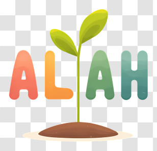 Allah Logo - Seedling Growing With Colorful Letters Transparent PNG