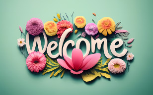 Welcome - Welcome Typography With Flowers Artwork Transparent PNG