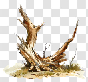 Fallen Tree - Fallen Tree Trunk With Broken Branches Transparent PNG