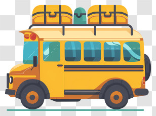 School Trip - Yellow School Bus Loaded With Luggage Transparent PNG