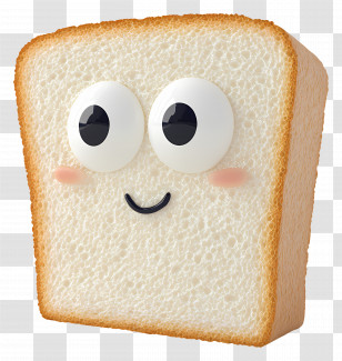 White Bread - Cute Bread Slice With Face Transparent PNG