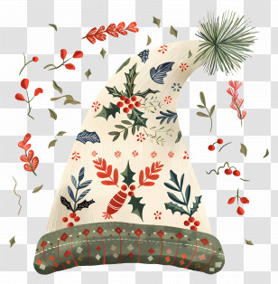 Winter Hat - Festive Christmas Hat With Holiday Patterns Transparent PNG