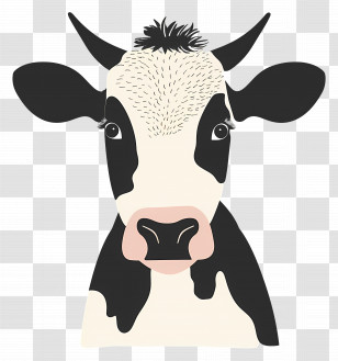 Cute Cow - Black And White Cow Illustration Transparent PNG