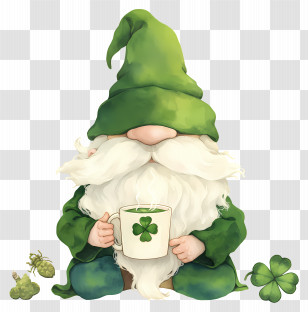St Patricks Day Gnome - Gnome With Clover And Mug Transparent PNG