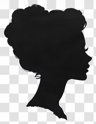 Female Silhouette - Classic Woman Silhouette With Stylish Curly Hairstyle Transparent PNG