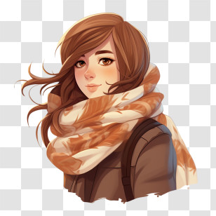 Autumn Girl - Girl Wearing A Warm Scarf In Autumn Transparent PNG