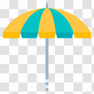 Beach Umbrella - Yellow And Blue Striped Beach Umbrella Transparent PNG