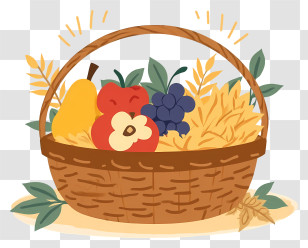 Harvest Basket Arrangement - Autumn Harvest Fruit Basket Transparent PNG