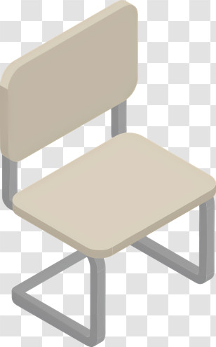 Cartoon - Isometric Chair With Beige Seat And Metal Frame Transparent PNG