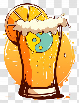 Watercolor Beer - Refreshing Orange Drink With Bubbles Transparent PNG