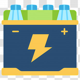 Battery Energy Storage - Yellow And Blue Battery With Power Symbol Transparent PNG